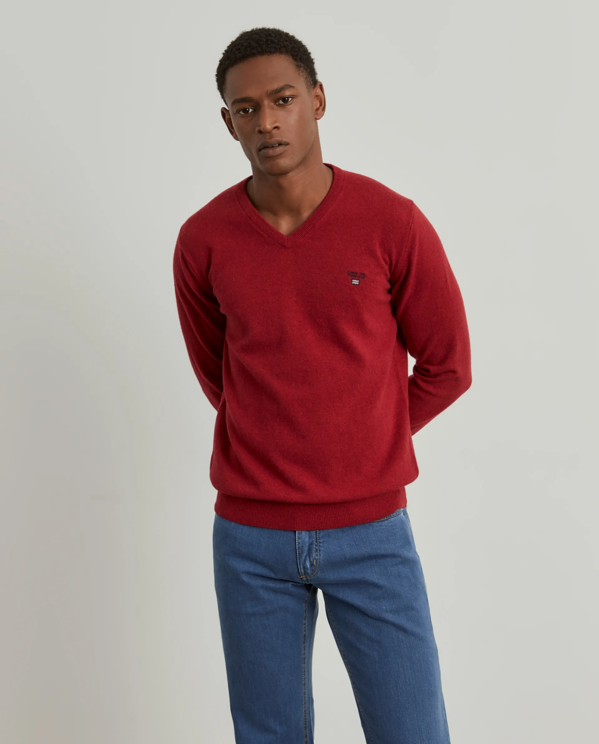 Cheap LION OF PORCHES Pullover decote em V mistura de lã 360 Vermelho