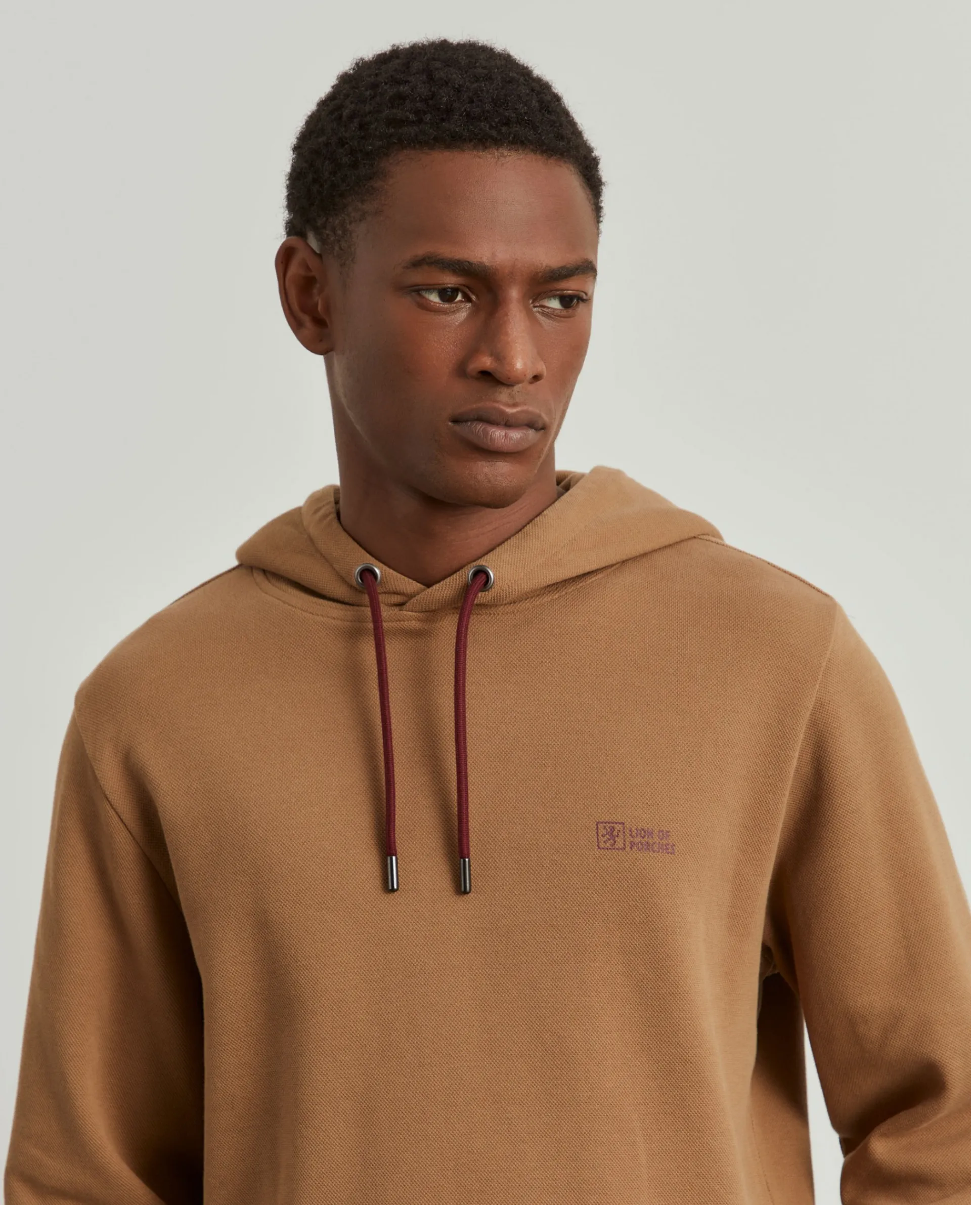 Hot LION OF PORCHES Sweater com capuz em malha piqué 090 Bege Camel