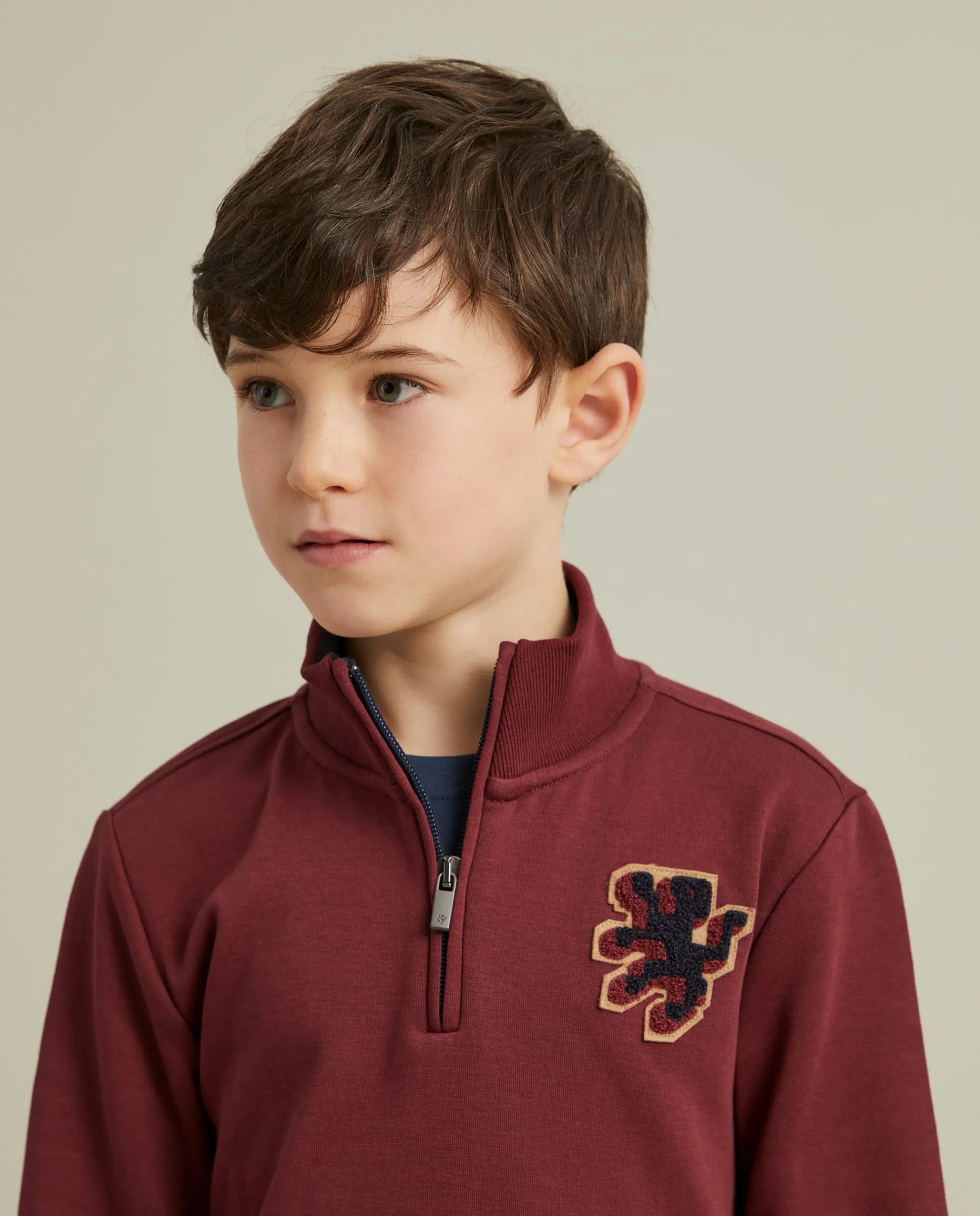 Outlet LION OF PORCHES Sweater com fecho e riscas em contraste 390 Bordeaux