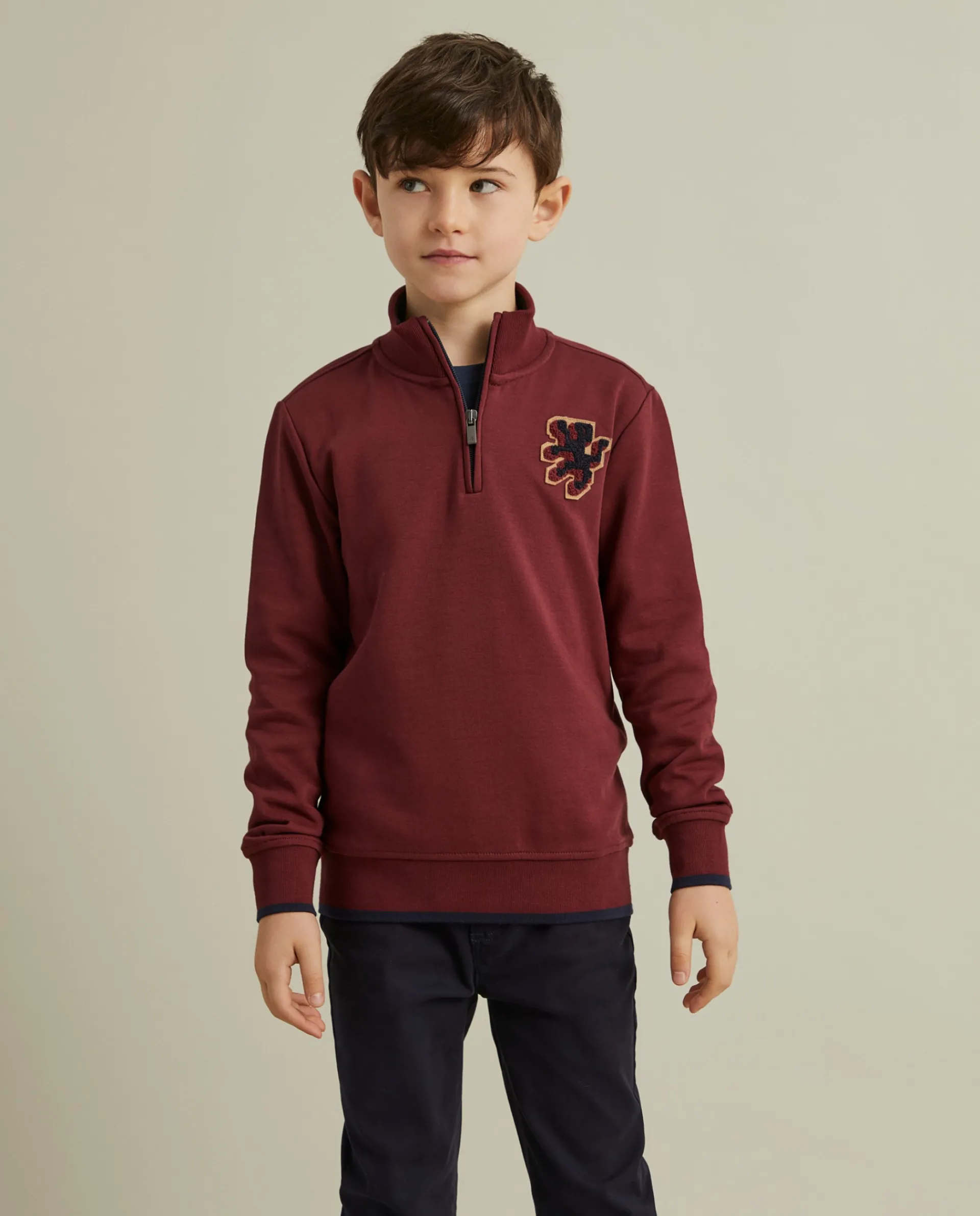 Outlet LION OF PORCHES Sweater com fecho e riscas em contraste 390 Bordeaux