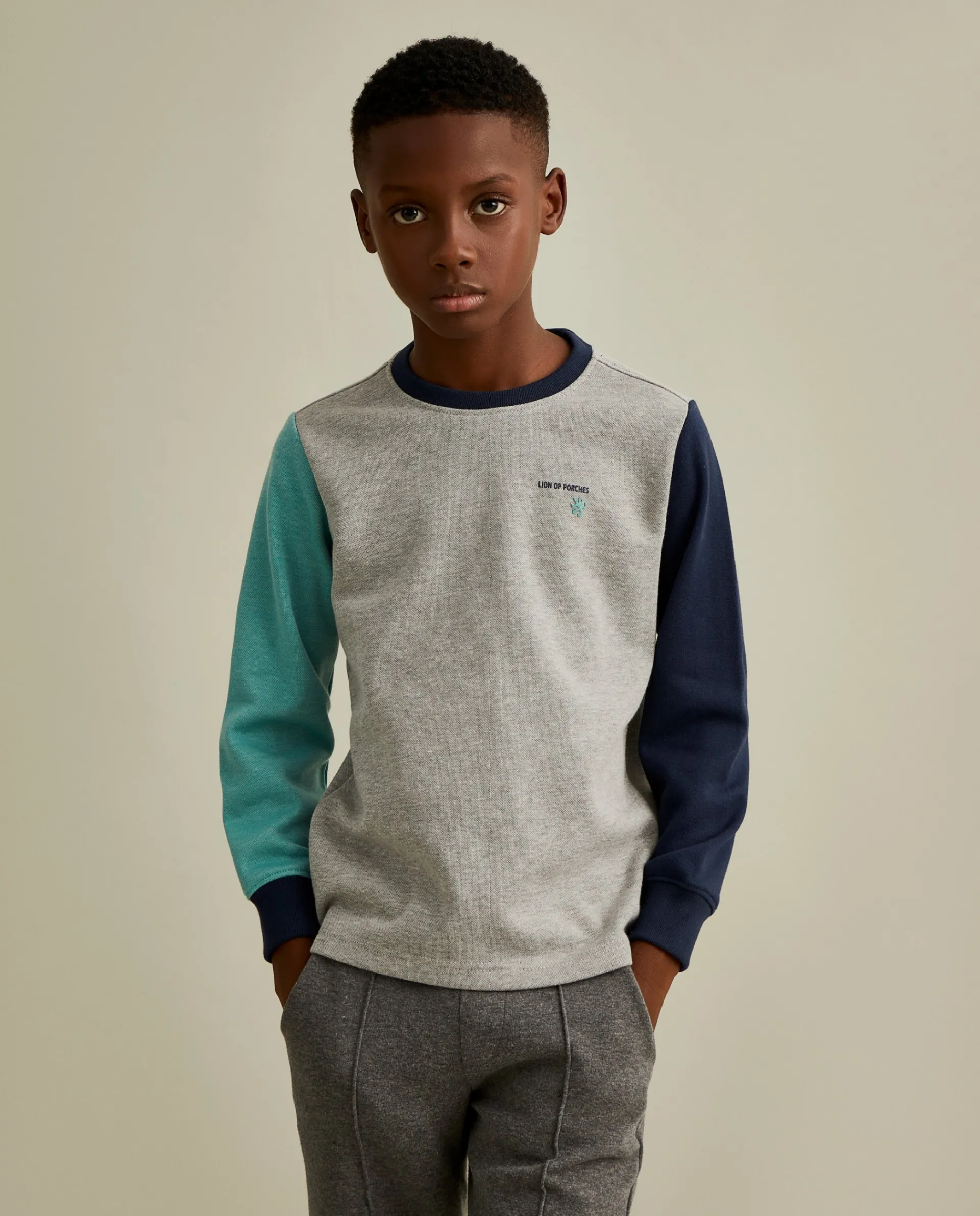 Discount LION OF PORCHES Sweater de algodão color block 920 Cinza Mescla Claro