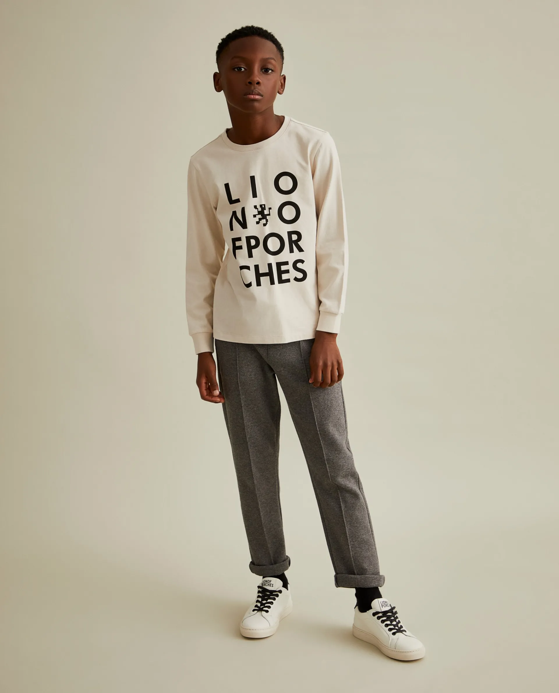 Online LION OF PORCHES Sweater de manga comprida com branding no peito 002 Cru