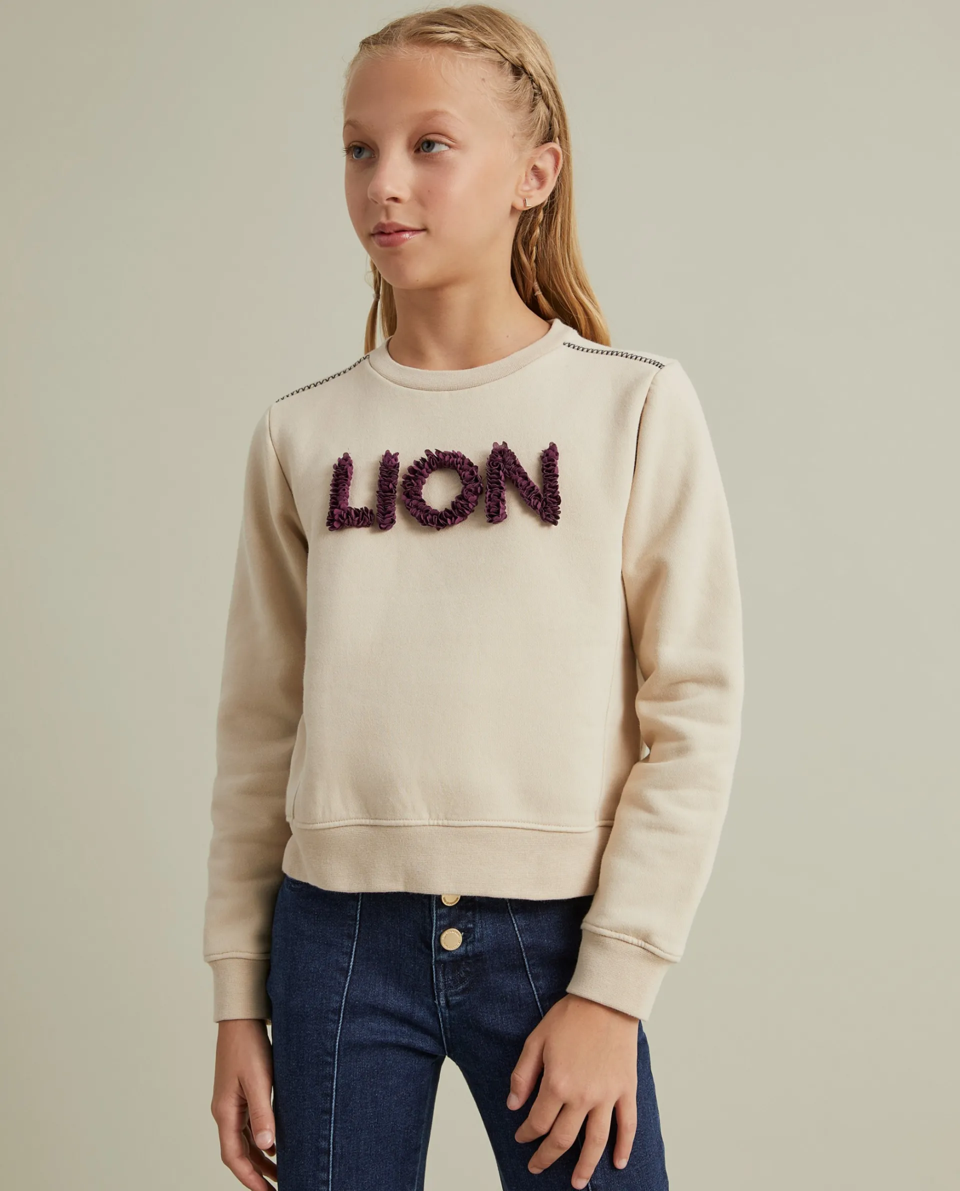 Online LION OF PORCHES Sweater Lion em algodão 035 Bege