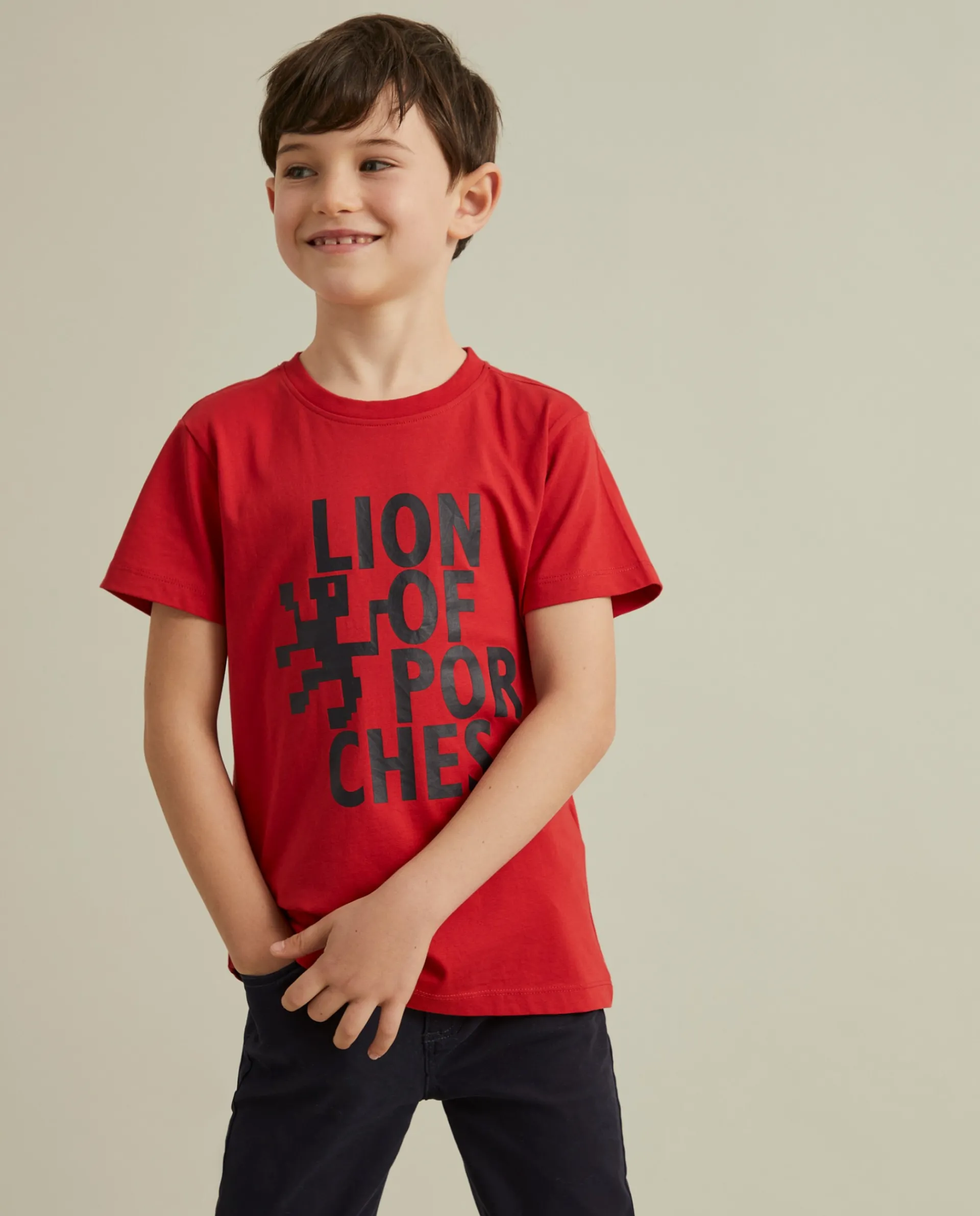 Clearance LION OF PORCHES T-shirt de algodão com estampado 350 Vermelho