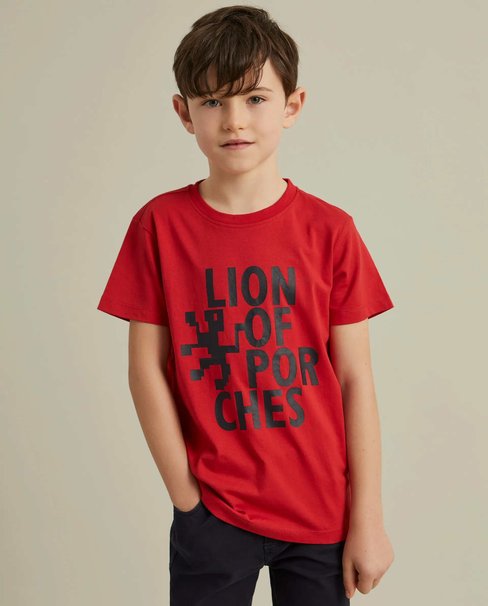 Clearance LION OF PORCHES T-shirt de algodão com estampado 350 Vermelho