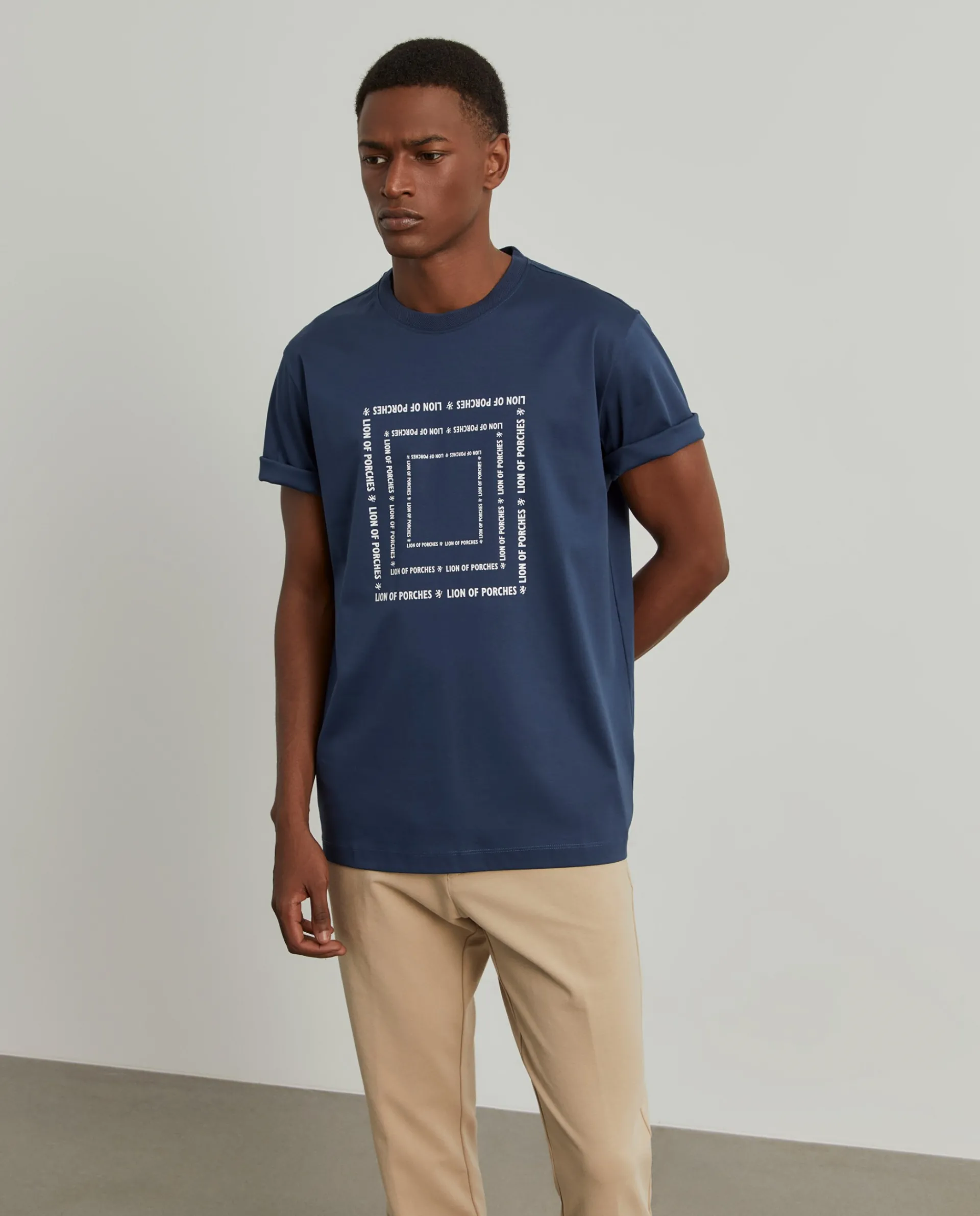 Flash Sale LION OF PORCHES T-shirt de algodão com estampado 580 Azul Indigo