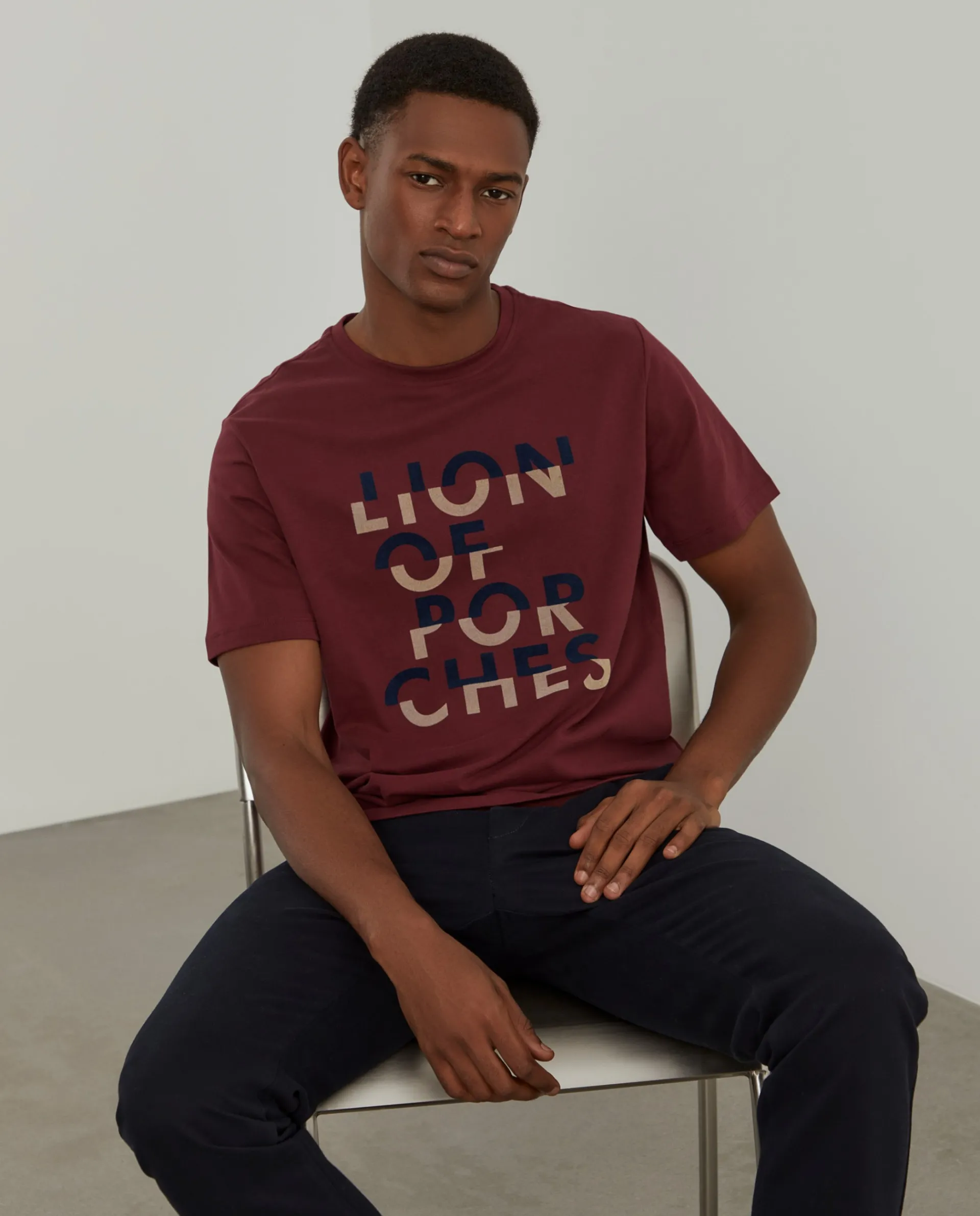 Discount LION OF PORCHES T-shirt de algodão 390 Bordeaux