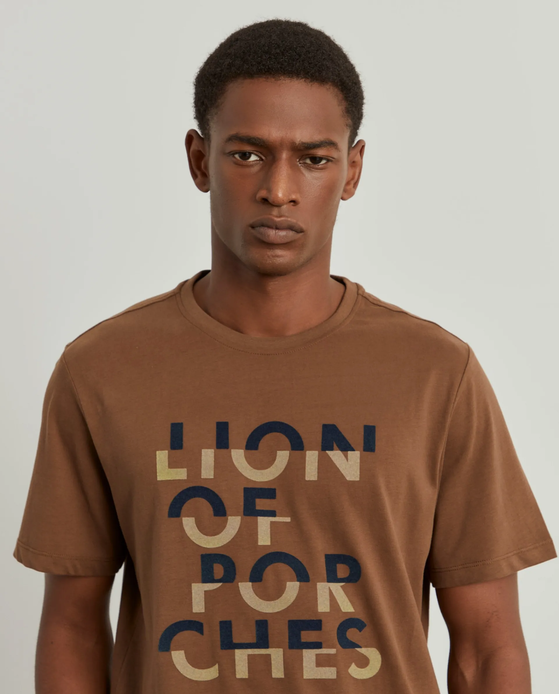 Discount LION OF PORCHES T-shirt de algodão 855 Castanho Dourado