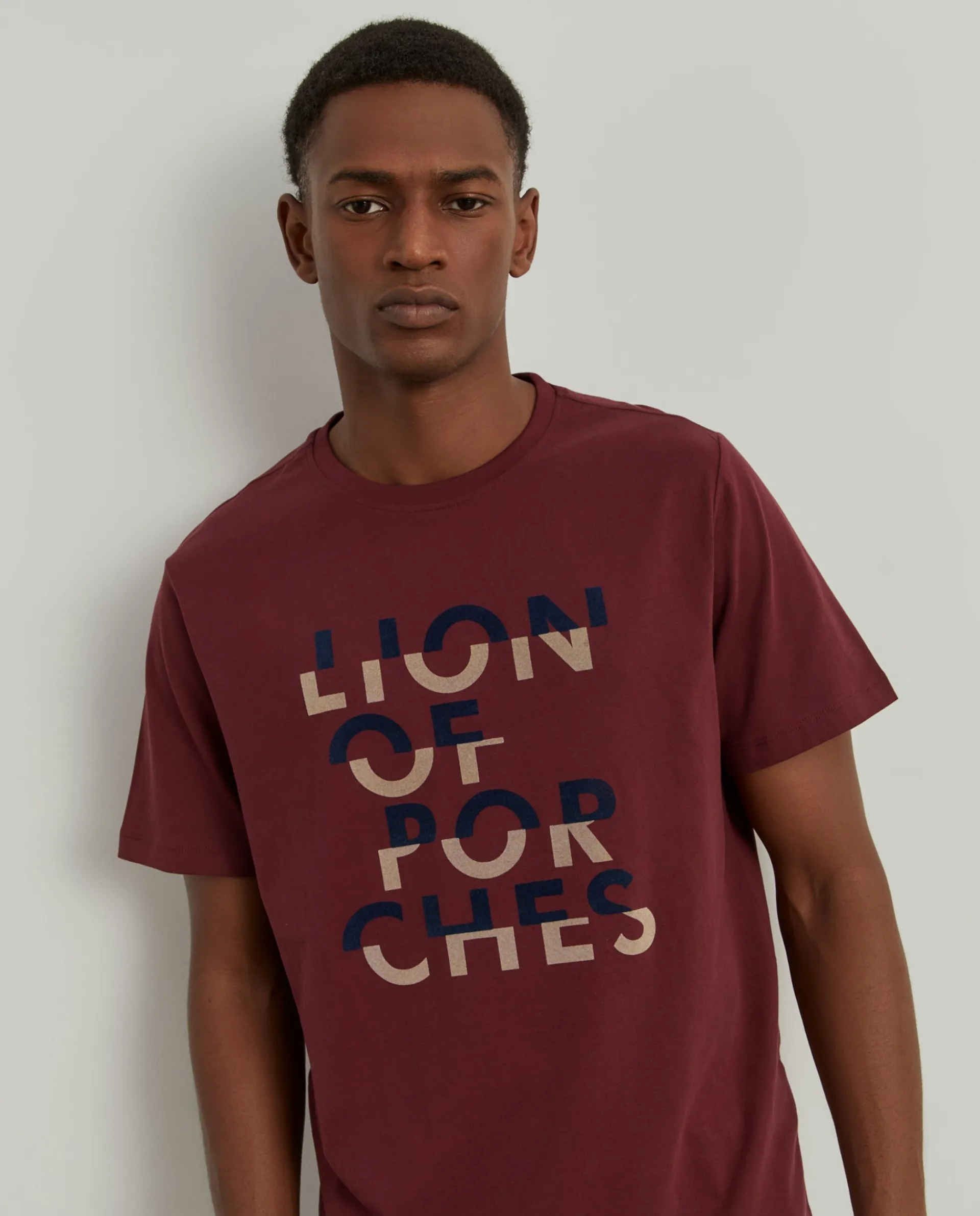 Discount LION OF PORCHES T-shirt de algodão 390 Bordeaux