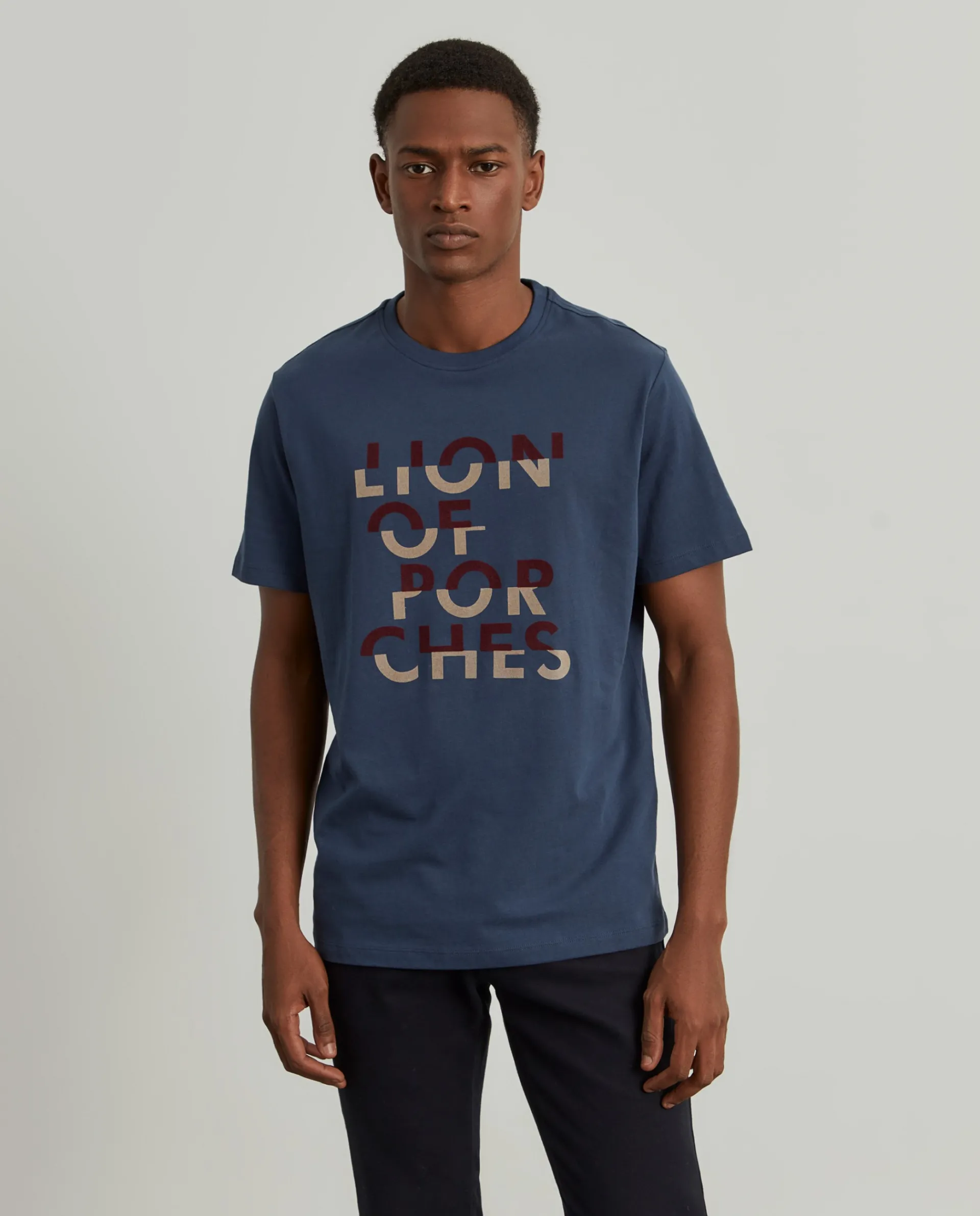 Cheap LION OF PORCHES T-shirt de algodão 577 Azul Escuro