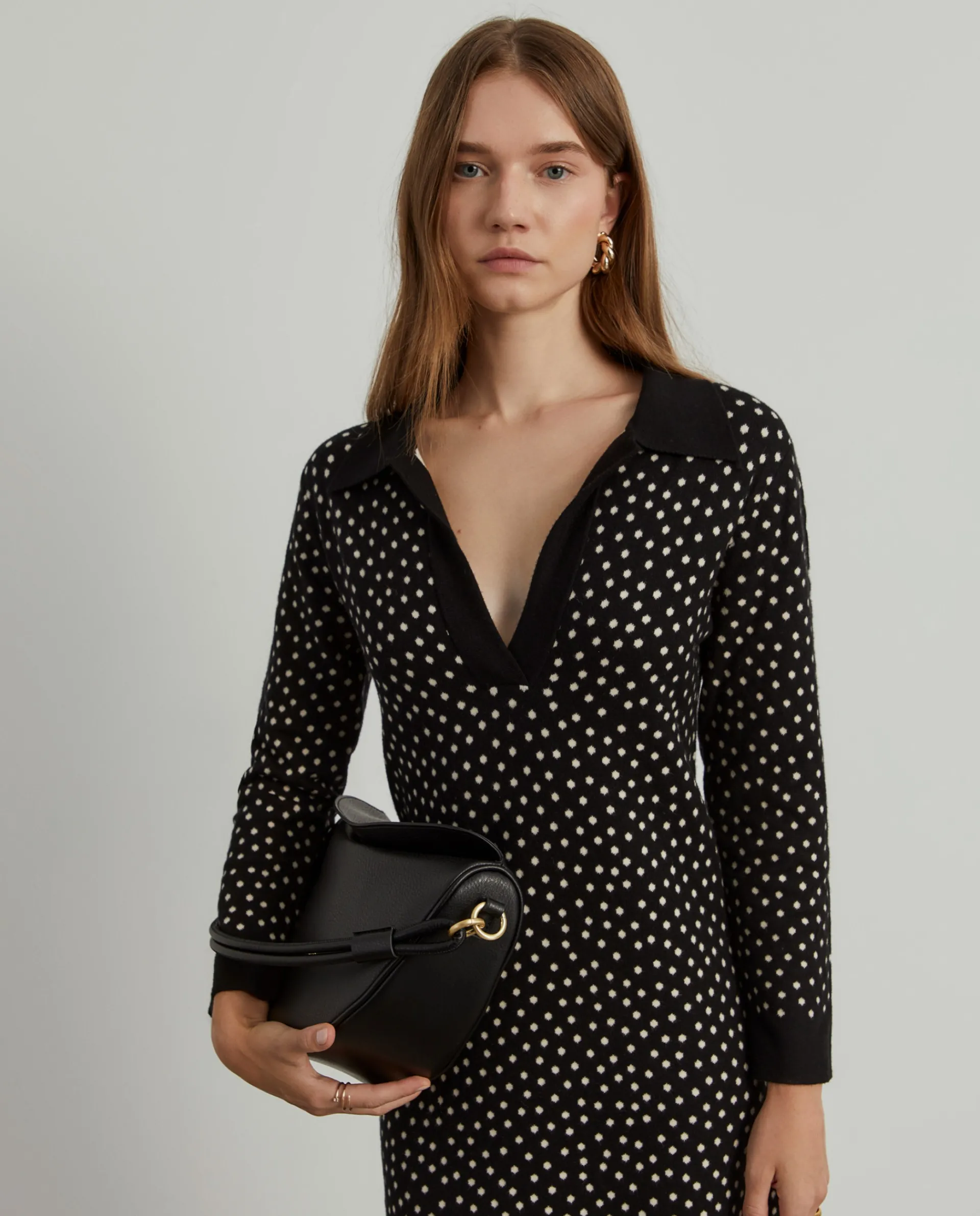 Online LION OF PORCHES Vestido de malha polka dots 999 Preto